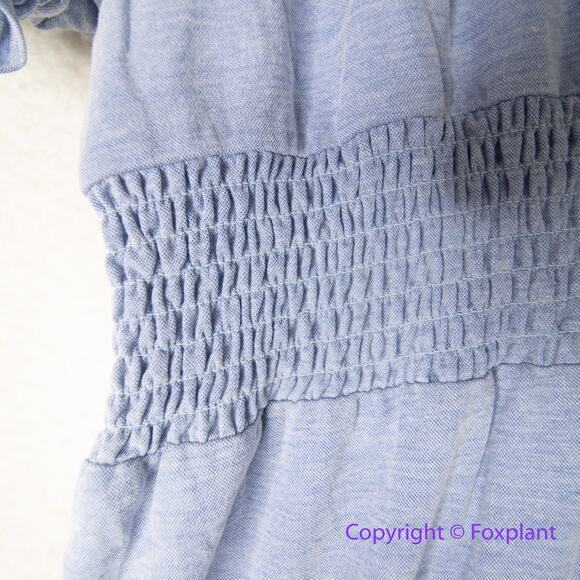 Anthropologie HUTCH blue Dress scalloped elastic waistline, size 3X - Picture 13 of 16